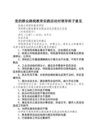 党的群众路线教育实践活动对领导班子意见