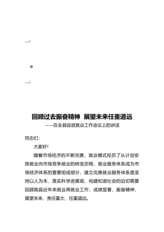 全县促进就业工作会议