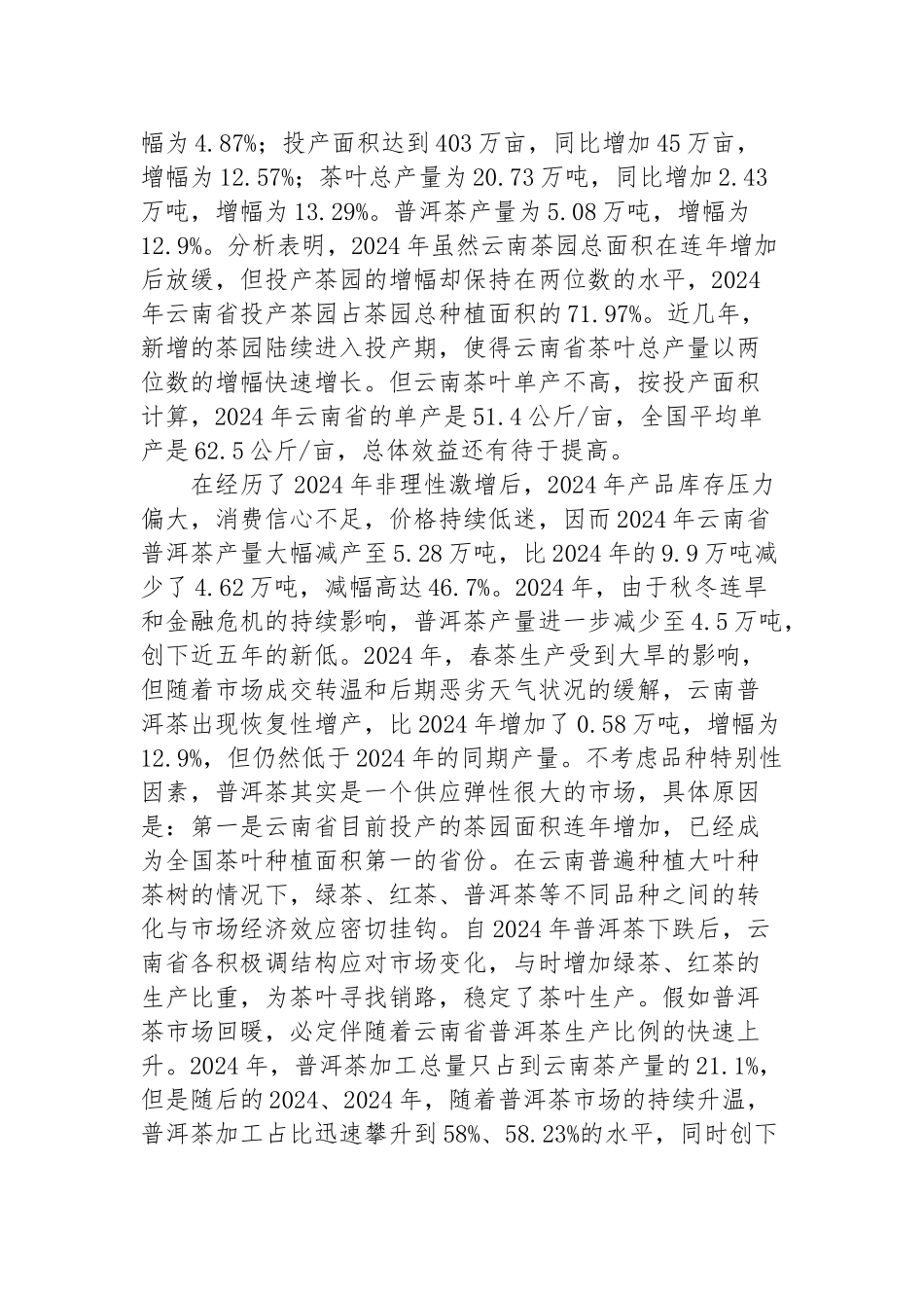 全国普洱茶市场产销形势分析报告毕业论文_第2页