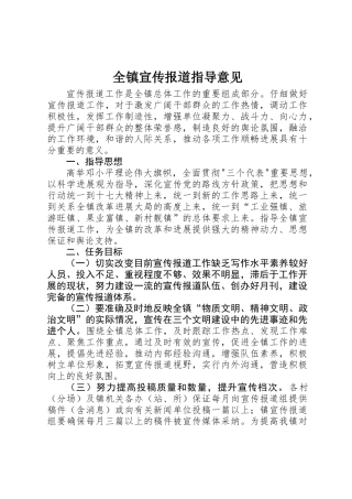 全镇宣传报道指导意见