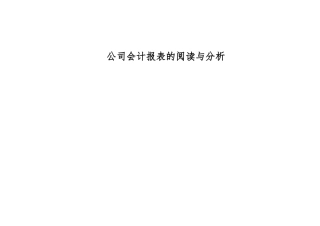 公司会计报表的阅读与分析报告