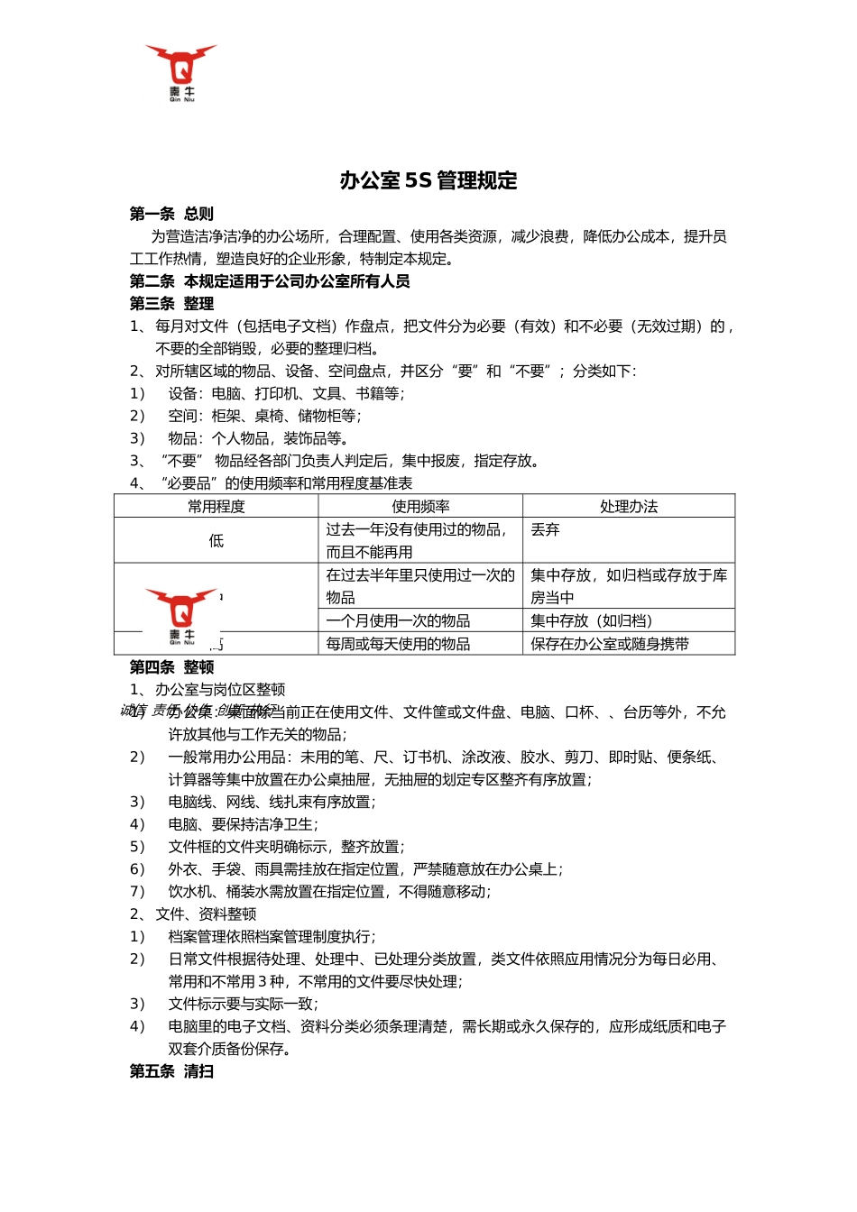 公司办公室5S管理规定_第1页