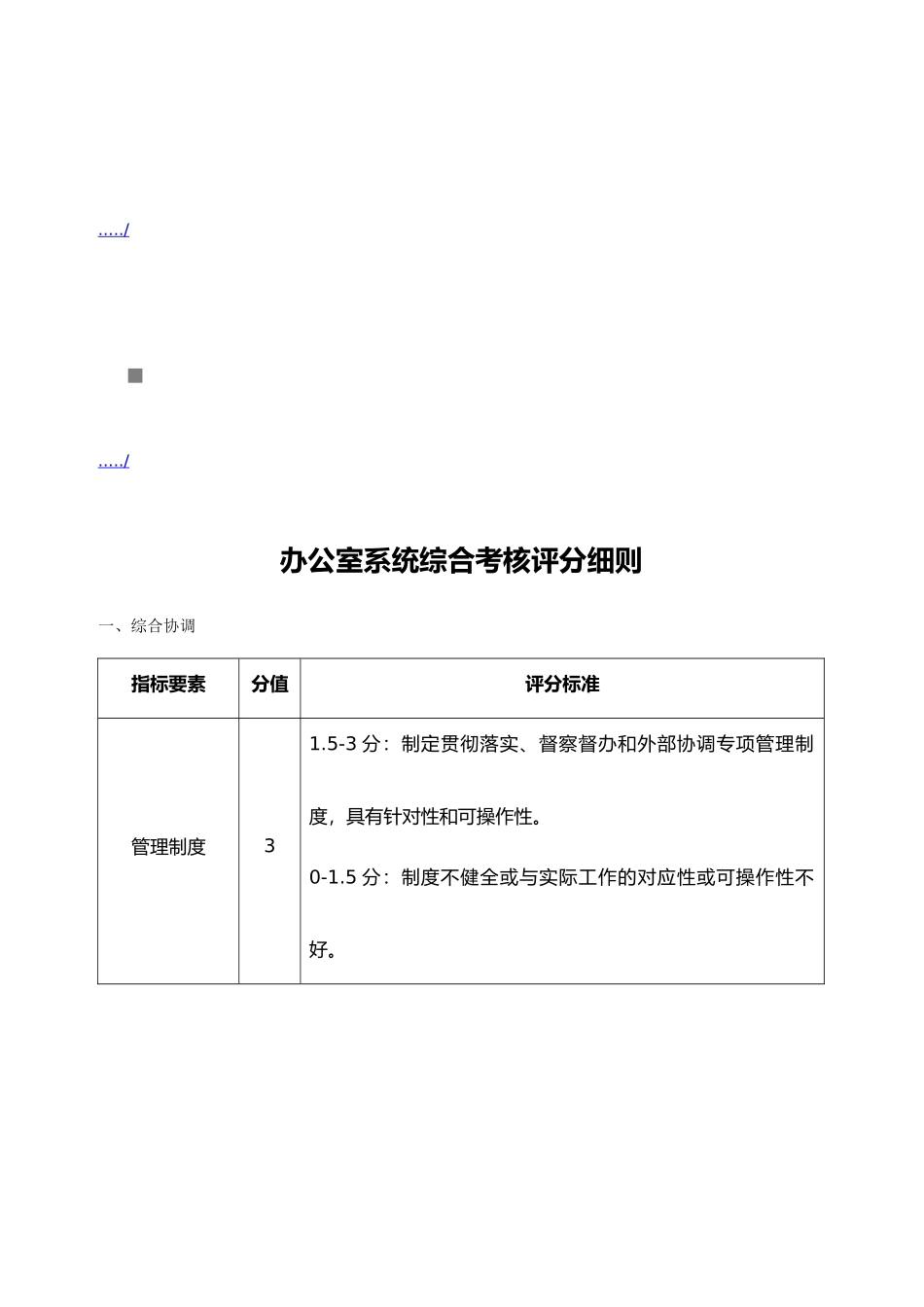 公司办公室系统综合考核评分细则_第1页