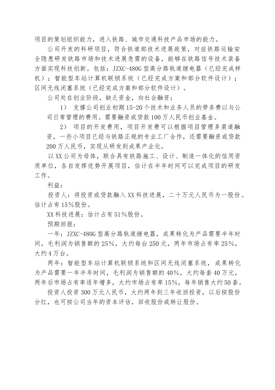 公司发展融资商业实施计划书_第2页