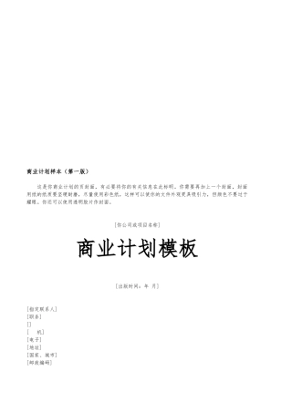 公司商业实施计划模板