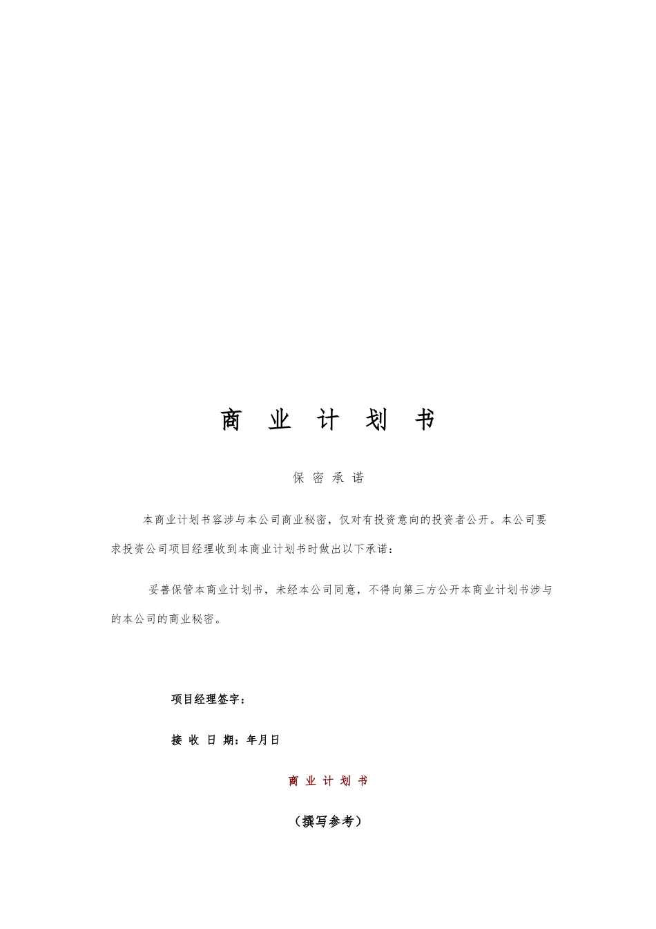公司商业实施计划书标准格式_第1页