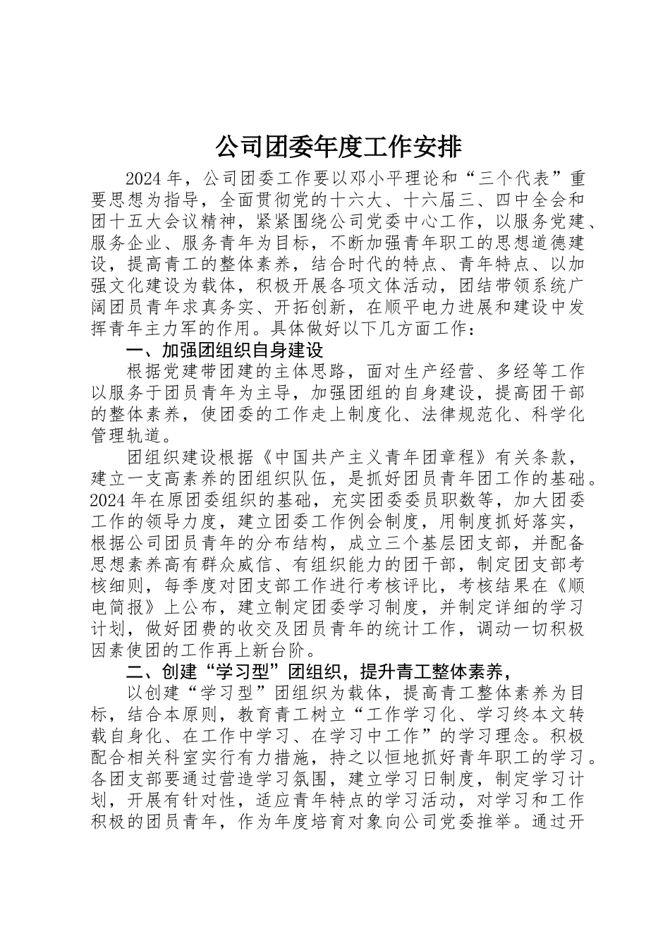 公司团委年度工作安排_第1页