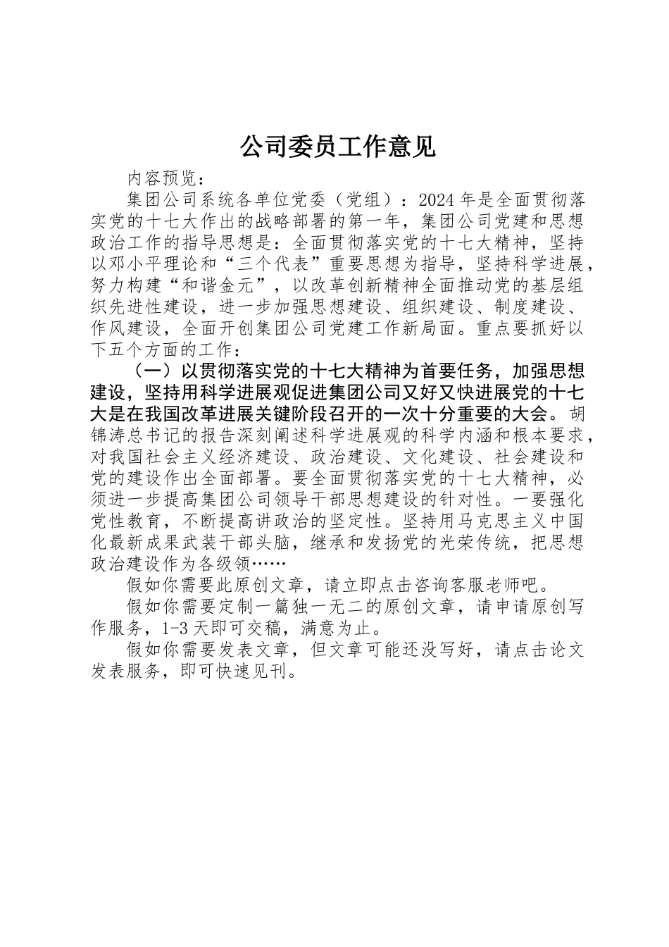公司委员工作意见_第1页