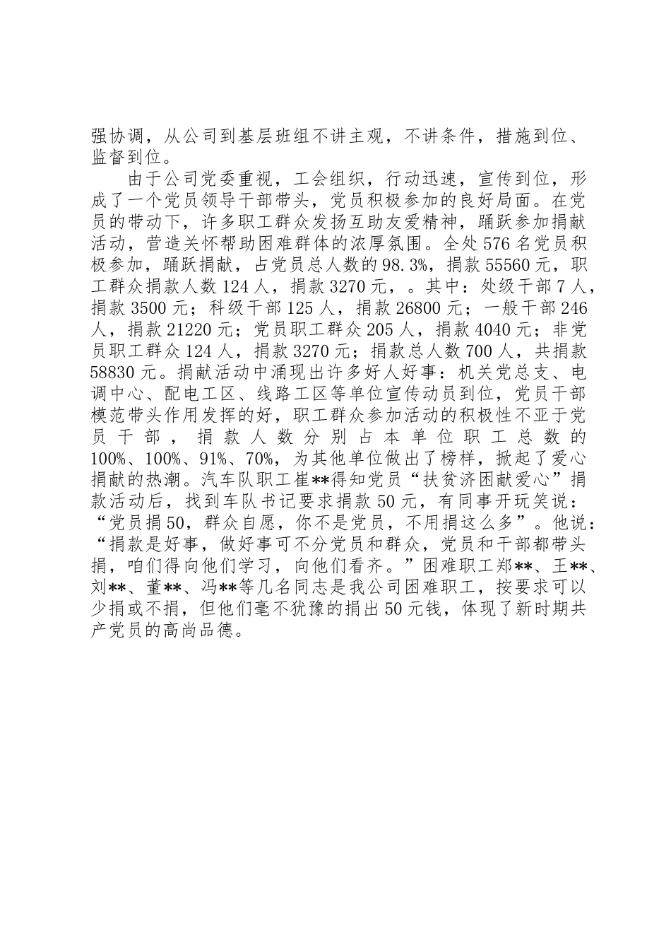 公司扶贫济困献爱心捐献活动总结_第2页