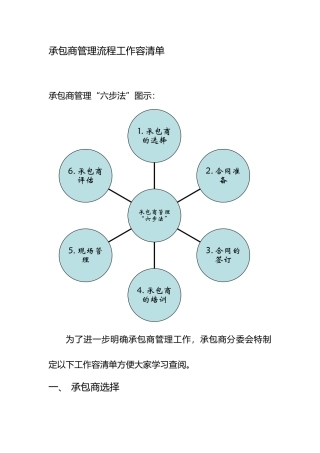 公司承包商管理流程工作内容清单