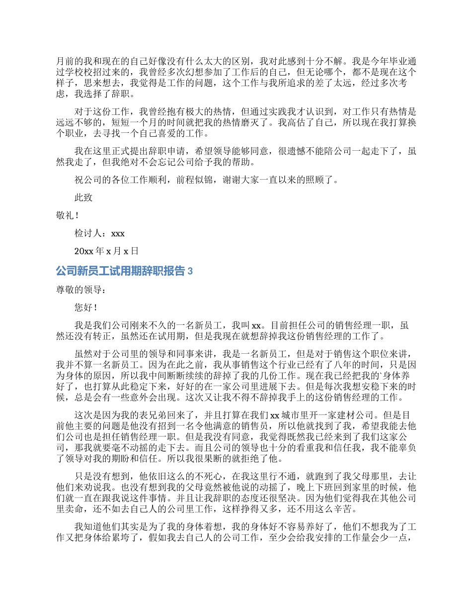 公司新员工试用期辞职报告_第2页