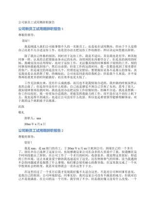 公司新员工试用期辞职报告