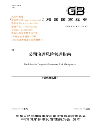 公司治理风险管理指南国家标准