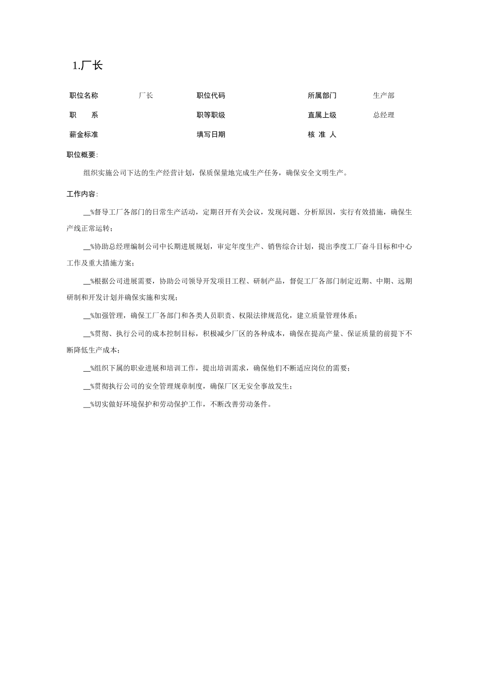 公司生产部岗位说明书_第2页
