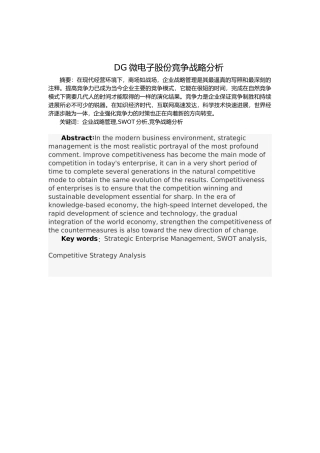 公司竞争战略分析范文