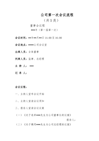 公司第一次会议流程共5类资料全