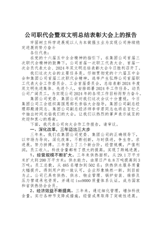 公司职代会暨双文明总结表彰大会上的报告