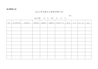 公司采购等办公管理表格