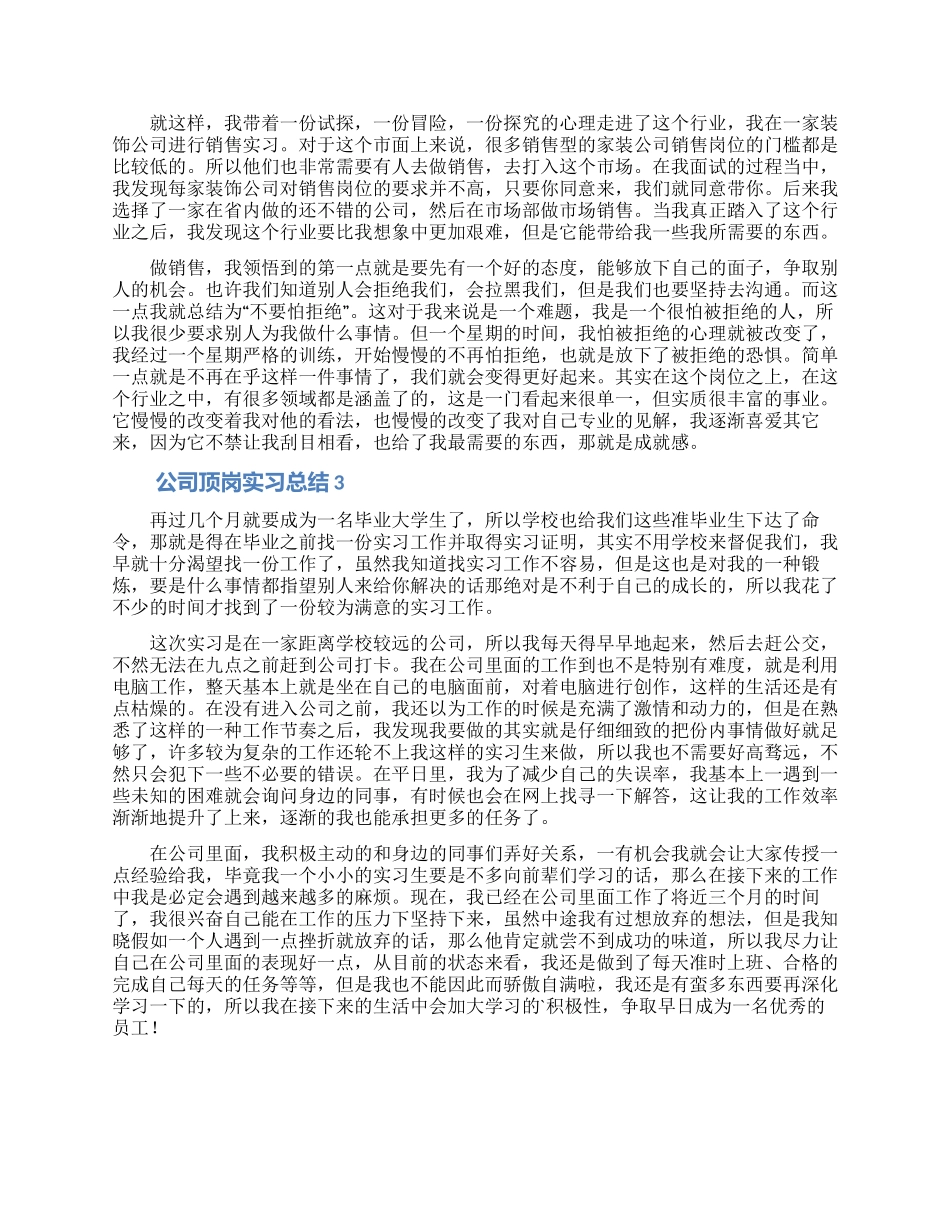 公司顶岗实习总结范文_第2页