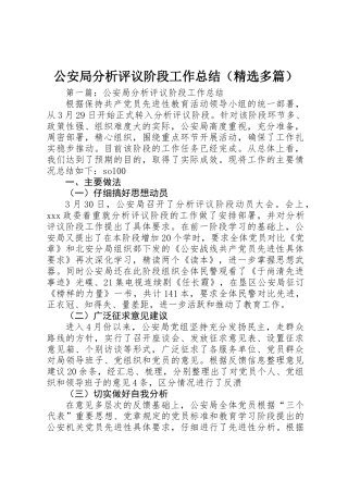 公安局分析评议阶段工作总结