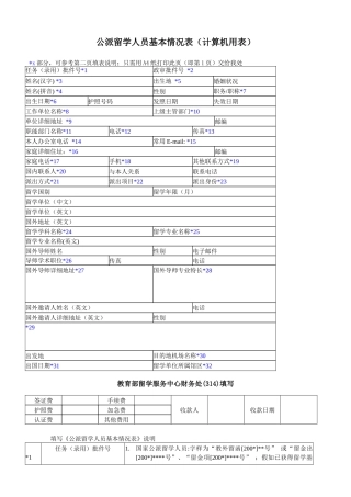 公派留学人员基本情况表
