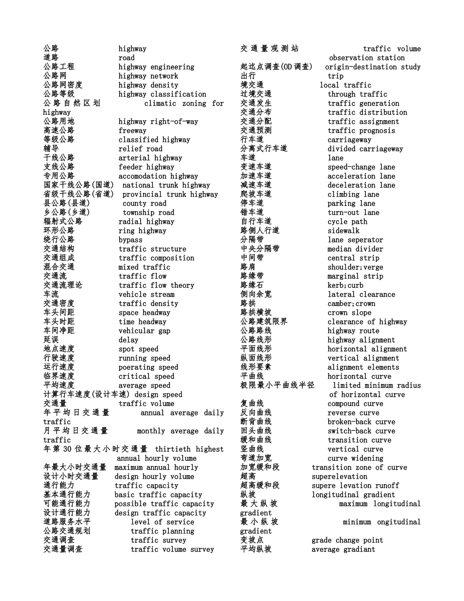 公路工程专业词汇翻译_第1页