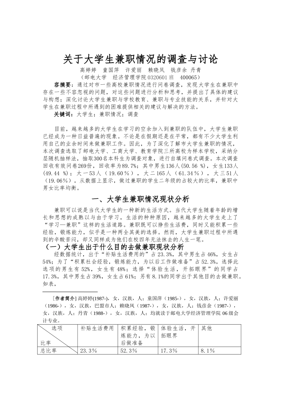 关于大学生兼职情况的调查与研究_第2页