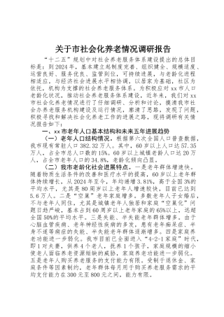 关于市社会化养老情况调研报告