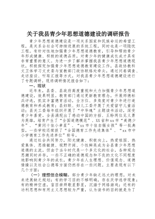 关于我县青少年思想道德建设的调研报告