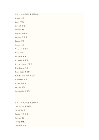 关于水果的英文单词