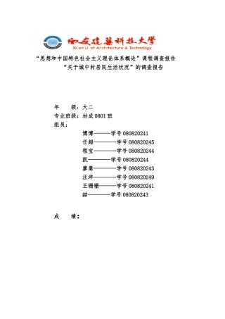 关于西安城中村居民生活状况的调查报告