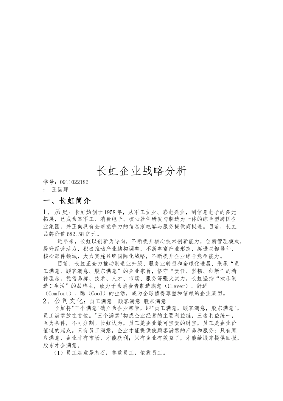 关于长虹企业战略分析报告_第2页