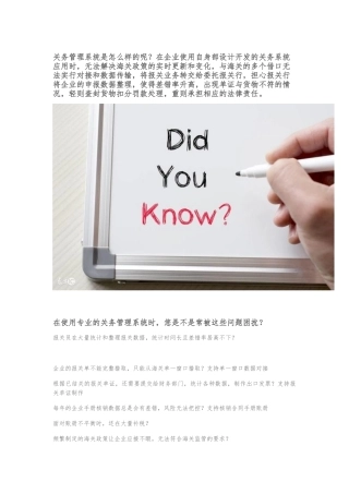 关务管理系统你知道的还少