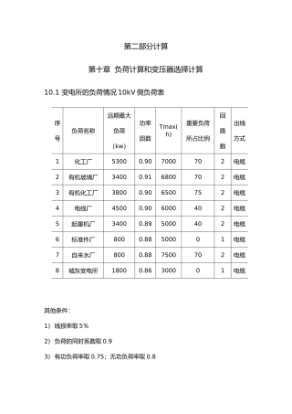 兴山二次降压变电所电气部分设计计算书