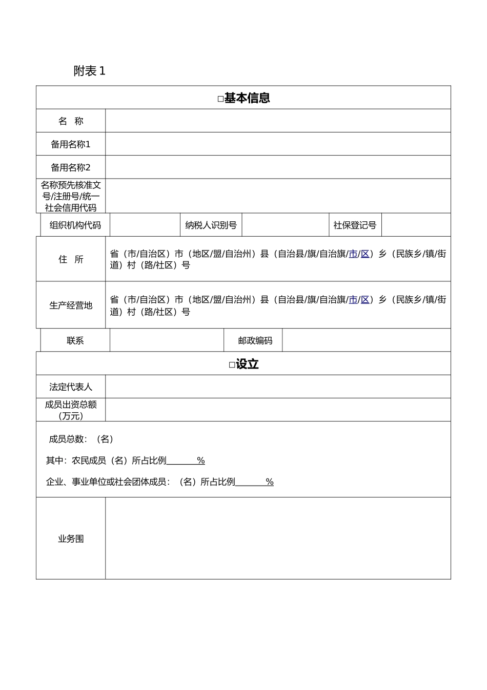 农民专业合作社登记申请书_第2页