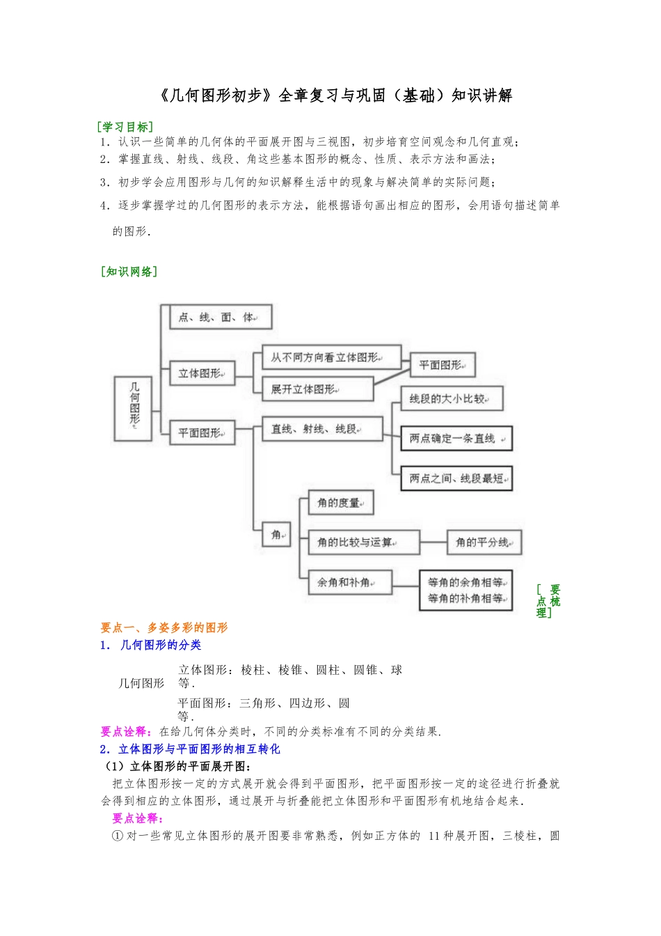 几何图形初步资料全章复习与巩固基础资料知识讲解_第1页