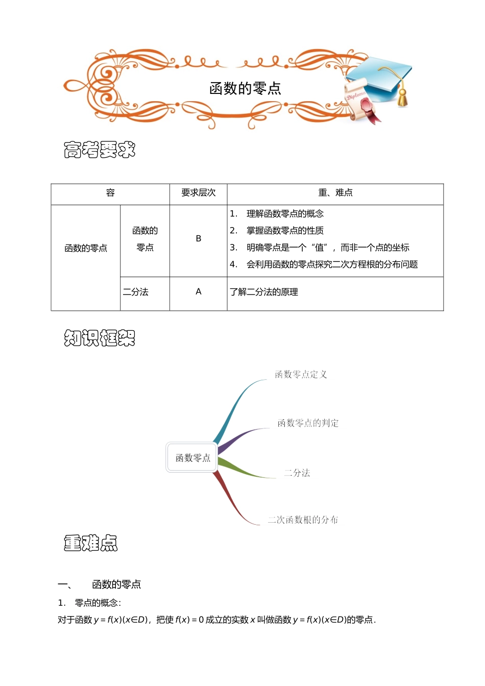 函数04函数零点B级学生版_第1页