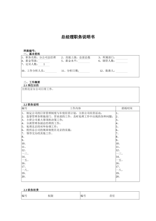 分公司总经理职责描述