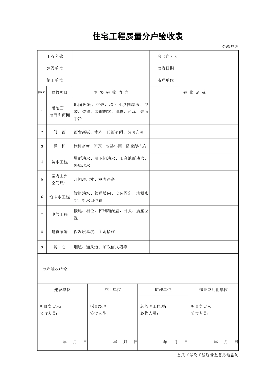 分户验收2号实施指南相关表格_第1页