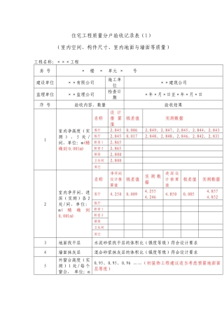 分户验收表格汇总