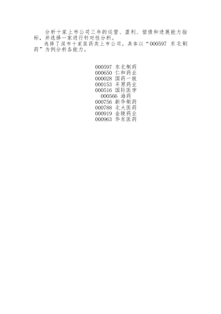分析十家上市公司三年的运营、盈利、偿债和发展能力指标
