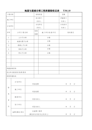 分部分项工程质量验收记录表