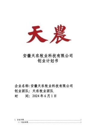 创业计划书优秀模版