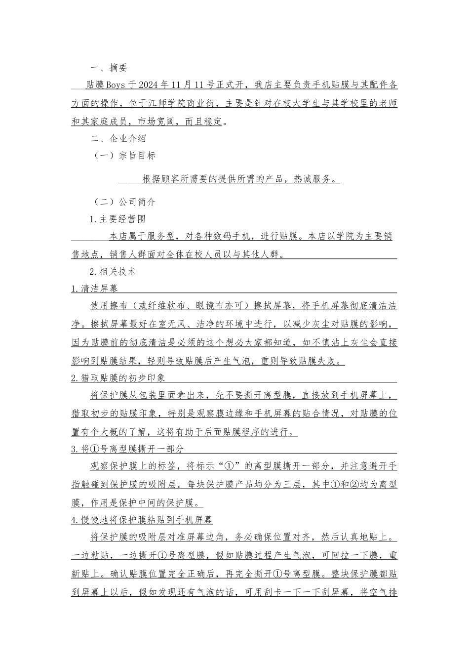 创业项目计划书模板手机贴膜_第3页