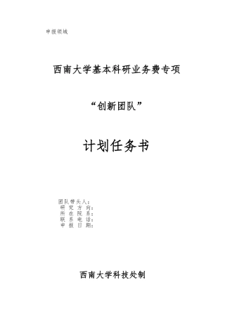 创新团队项目申请书模板