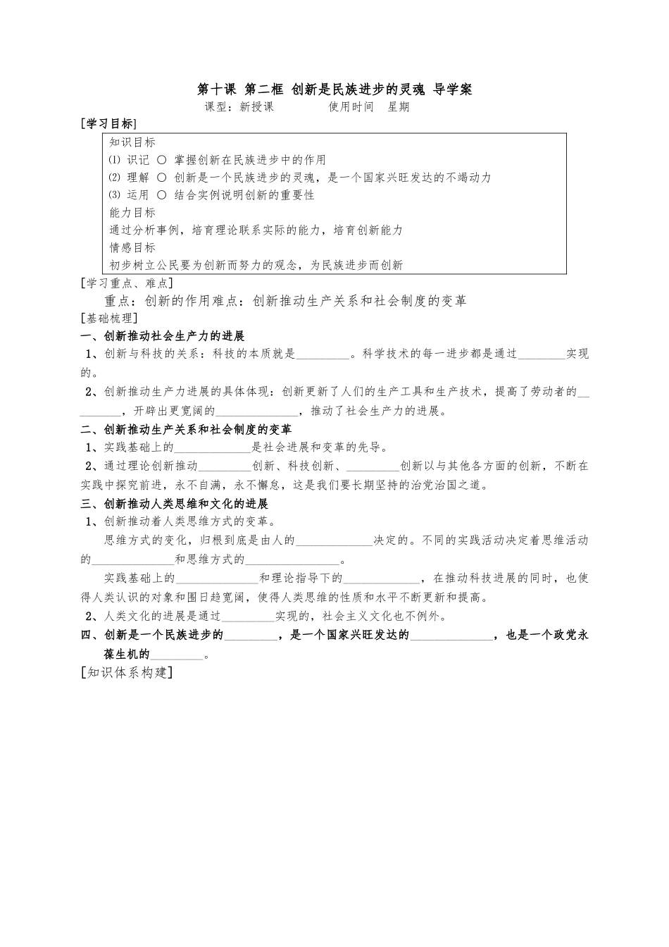 创新是民族进步的灵魂知识点汇总_第1页
