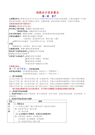 初级会计实务重点归纳