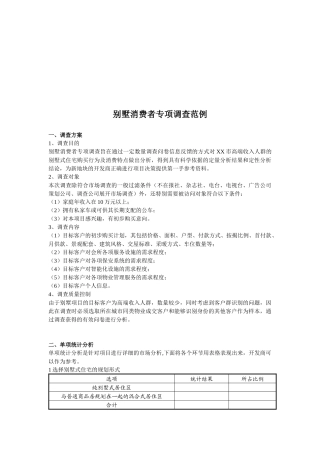 别墅消费者专项调查