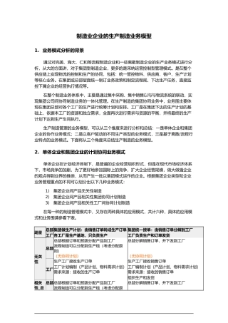 制造业企业的生产制造业务模型