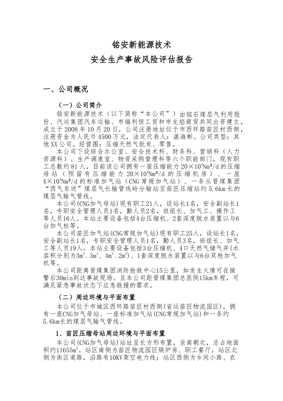 加气站风险评估报告范本_第1页